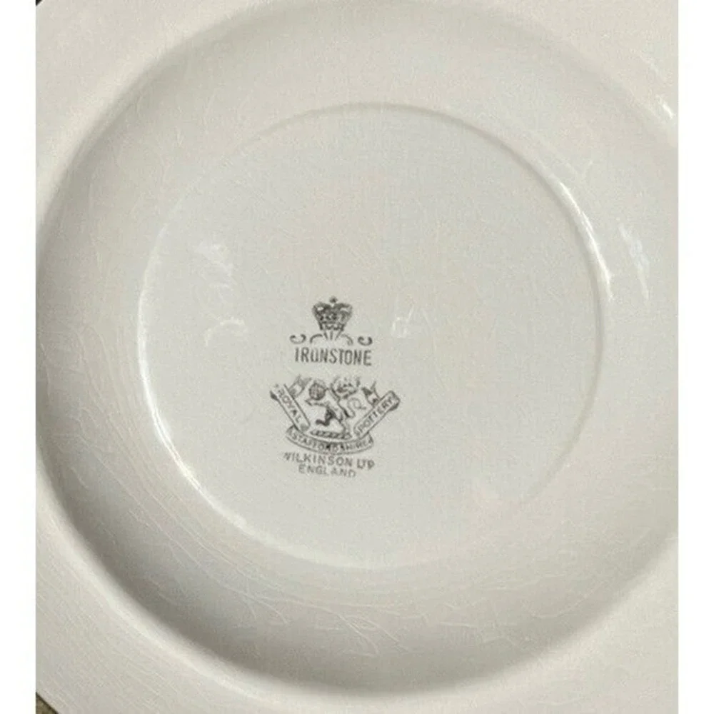 Antique Royal Staffordshire Wilkinson England White Ironstone Soup Bowl Wheat 8